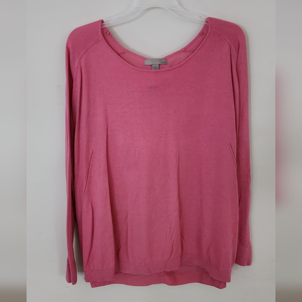 oneA sweater with chiffon back and buttons
